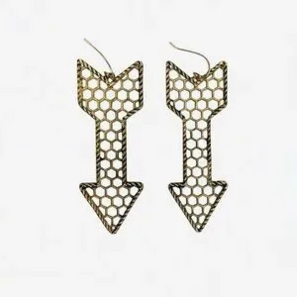 Vintage Style Gold Honeycomb Arrow Earrings ??